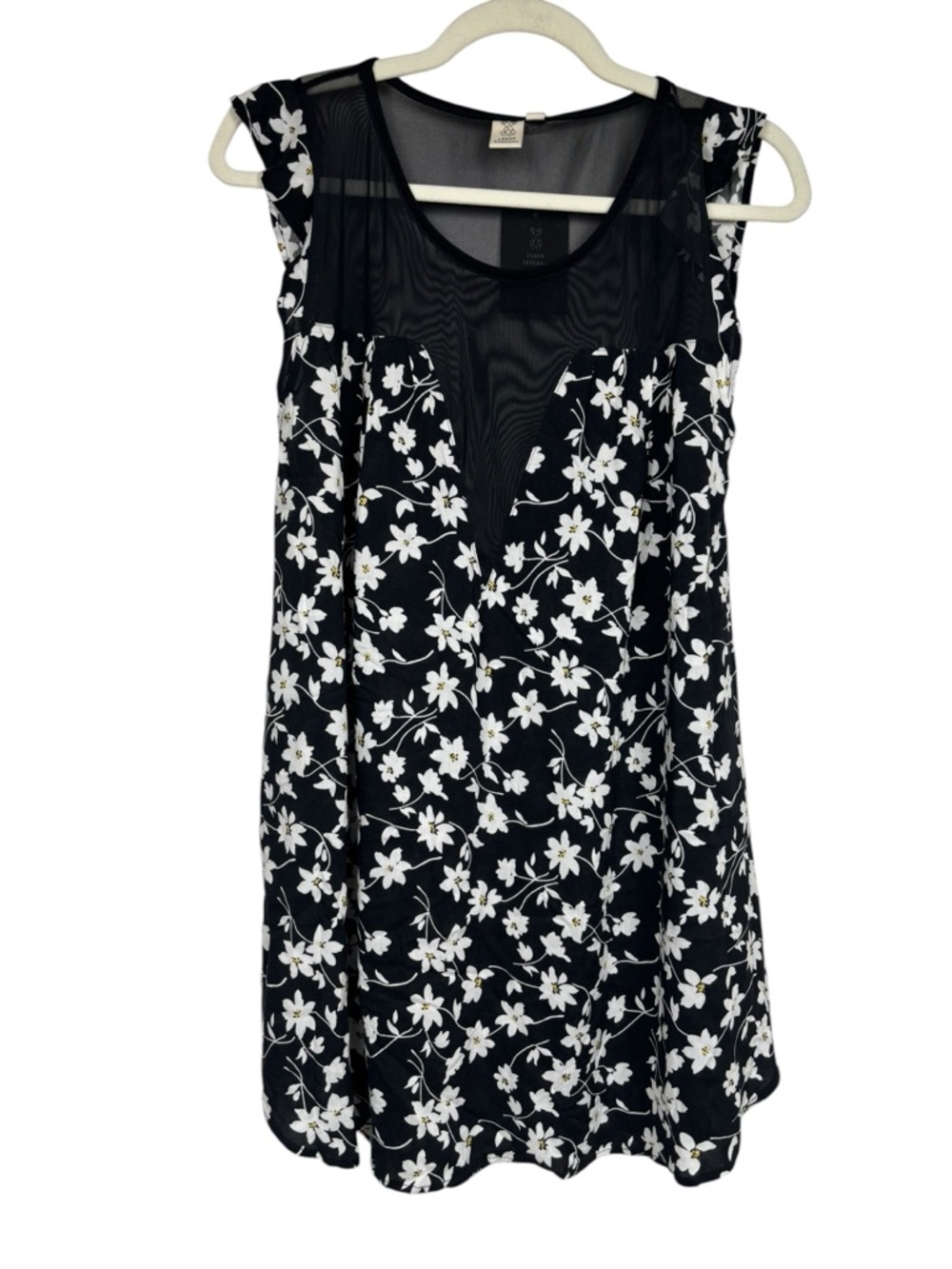 Urban Renewal Dress Sheer Mesh Yoke Floral Black White S Cottagecore NWT